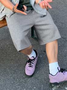 DAZY Men's Letter Embroidery Grey Shorts For Summer