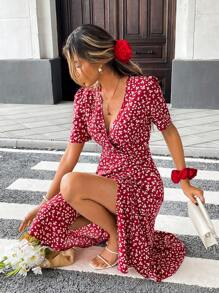 Serisse 女士碎花短袖优雅中长度假连衣裙 - 彩色 - 查看 1