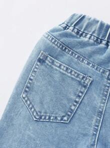 Young Girls' Bell-Bottom Jeans, Light Blue Denim Color, Fashionable Casual Style, Versatile Daily Casual & Outdoor Wear, For Young Girl - Light Wash - View 4