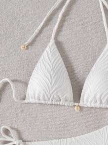 SHEIN Swim 2 Stücke/Set Damen strukturierter eleganter Neckholder Bikini Badeanzug Set