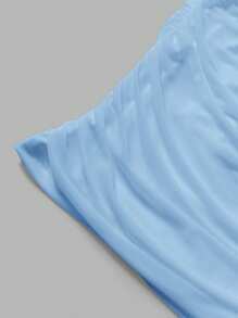 SHEIN EZwear 2pcs/Set Ruffle Double Layer Sheer Bodycon Mini Skirt - Blue - View 5