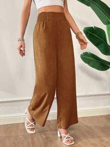 Siren Gaze Sommer Lässig Urlaub Highwaist Weite Hose - Braun - Übersicht 5