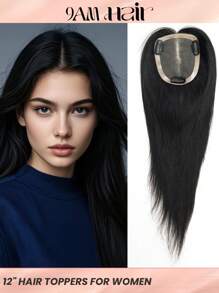 Mono Base Natural Scalp Top 4*5inch Straight Virgin Human Hair Toppers 3 Clips Natural Black Color European Human Hair