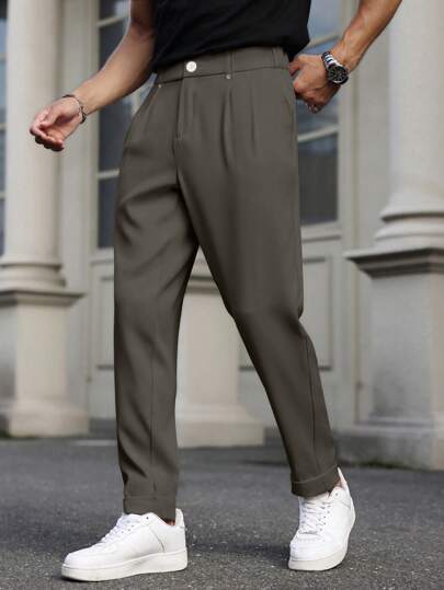  Manfinity Bizformal 男士直筒休闲裤，复古英伦风百搭长裤，男友礼物，情人节礼物