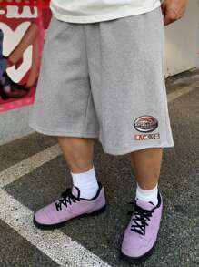 DAZY Men's Letter Embroidery Grey Shorts For Summer