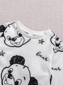 SHEIN Playful Pals Completo con stampa di animali carino per neonato maschio, adatto per uso quotidiano e uscite, ideale come regalo per neonato