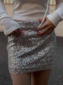 DAZY Women's Sequin Decorated Short Party Skirt Fall Skirts