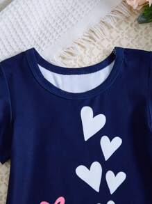 Baby Girls' Simplistic Round Neck Short Sleeve Turtle Print Sleep Dress  Cheap Baby Girl Clothes Infant Girl Clothes Dress Baby Girl Dinosaur Clothes Baby Girls Cheap Clothes - Navy Blue - View 5