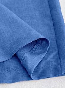 Maweii 2pcs Women Casual Asymmetric Collar Solid Color Top And Pants Set - Blue - View 6