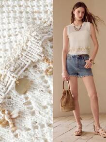 MOTF PREMIUM OPEN KNIT SLEEVELESS TOP - White - View 7