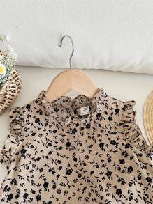 LMoss Kids LMoss 2pcs Young Girl Ditsy Floral Woven Casual Shirt And Woven Mini Skirt Set - Apricot - View 6