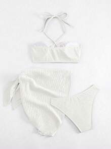 SHEIN Swim Costume da bagno da donna due pezzi con canotta e slip, di colore unito, sexy, con gonna coprente, adatto per l'estate e la spiaggia