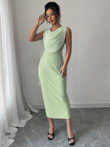 Selianne New Design Chiffon Splice Ruffle Dress For Women - Green - View 3
