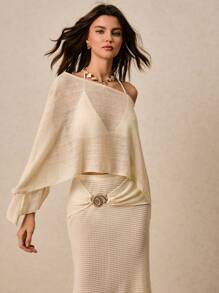 Poéselle Blusas para mujer, Conjunto de playa para mujer, Ropa de mujer color beige