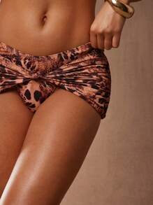 Hauture Women's Brown Leopard Bottom Cover-Up With Front Knot For Summer Beach Vacation - Multicolor - View 4