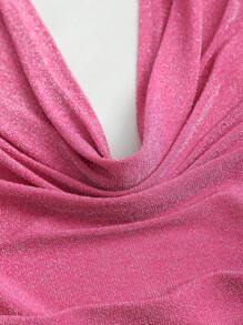 SHEIN Unity Women's 2pcs Sexy Spaghetti Strap Glitter Mini Dress Set - Pink - View 3