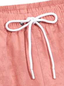 Manfinity KASUA Men's Casual Drawstring Waist Beach Shorts - Pink - View 4