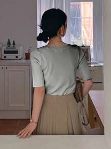 DAZY Women's Plain Fitted Elegant Knit Undershirt