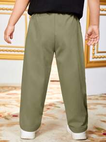 Tween Boy Casual Solid Color Woven Pants,Kids - Army Green - View 2