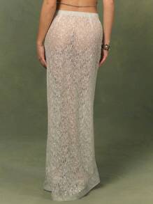 MUSERA 低腰纹理亮片蕾丝俱乐部优雅长裙，仅限夏季度假穿着，性感迷人 - 綠色 - 查看 4