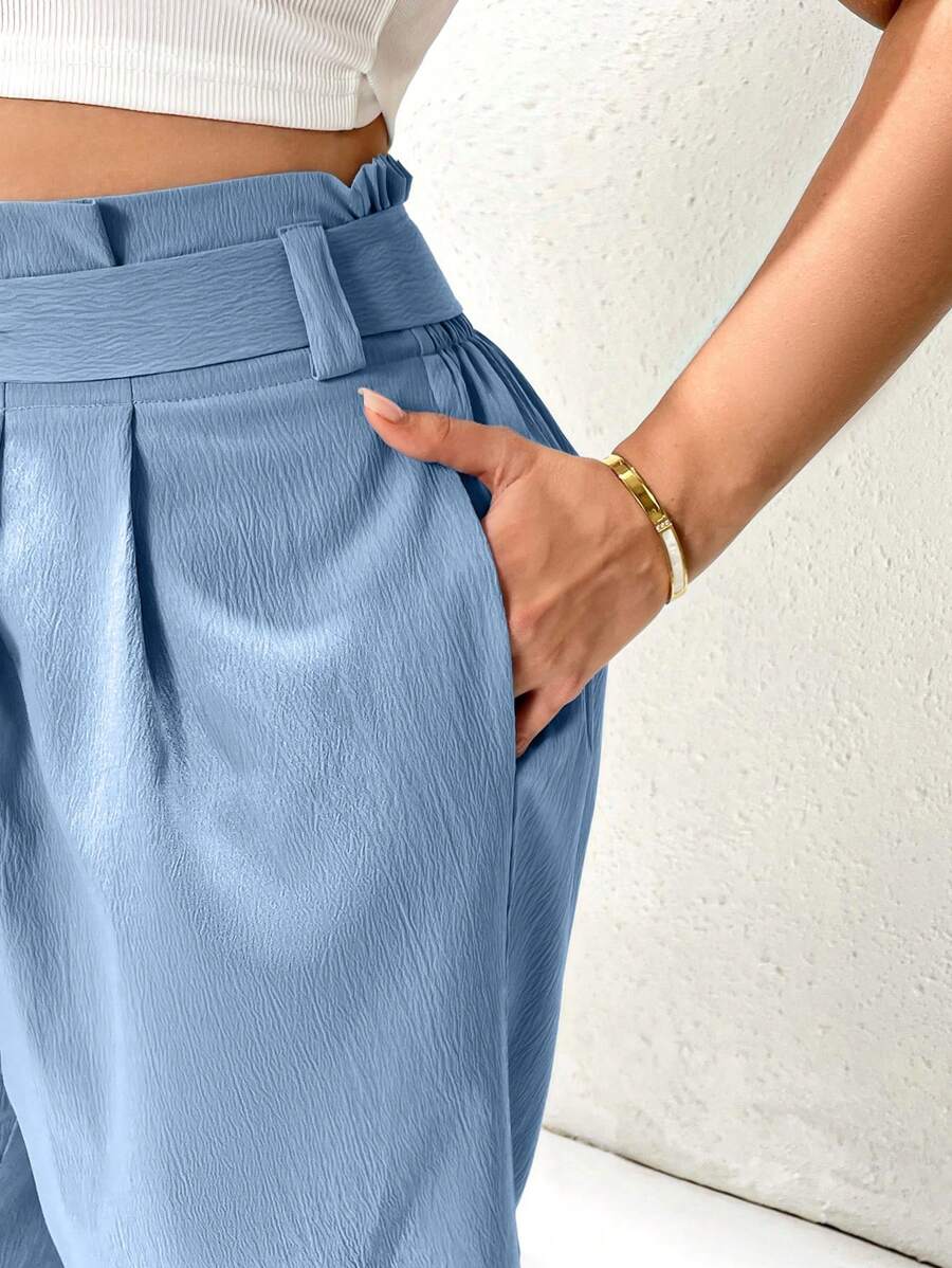 SHEIN Essnce Plus-Size Women's Capri Pants, Summer Comfort Pants, Blue Pants, Summer Pants,Graduation Rave,Concert Summer For Women Vacation Women,Capris Pants For Women - Blue - View 1