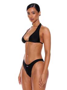 Musera Resort 露背系带比基尼上衣，仅供夏季春季度假性感俱乐部伊比沙岛沙滩装穿着，黑色