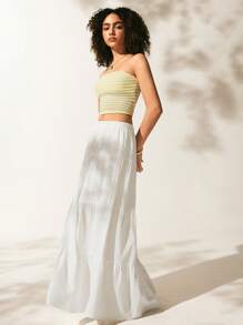 Easelle Elastic Waist Ruffle Hem Skirt