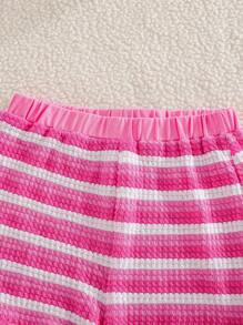Cozy Pixies Baby Girl Colorful Striped Camisole Top And Elastic Waist Shorts 2pcs Set