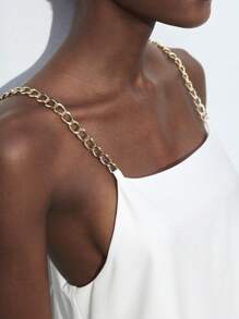 Maija Váy nữ vải chống nhăn, thắt nơ lệch vai, dây kim loại màu trắng, trang trí thu đông 2025, hiện đại, thanh lịch, lãng mạn, tinh tế, lễ hội âm nhạc đồng quê Y2K, cổ điển, Hàn Quốc, du lịch sân bay, đám cưới đường phố, khách, sinh nhật, Halloween, công sở, hẹn hò, tiệc tùng, sân bay, trở lại trường, thu đông nữ, váy hở lưng - trắng - Xem 7