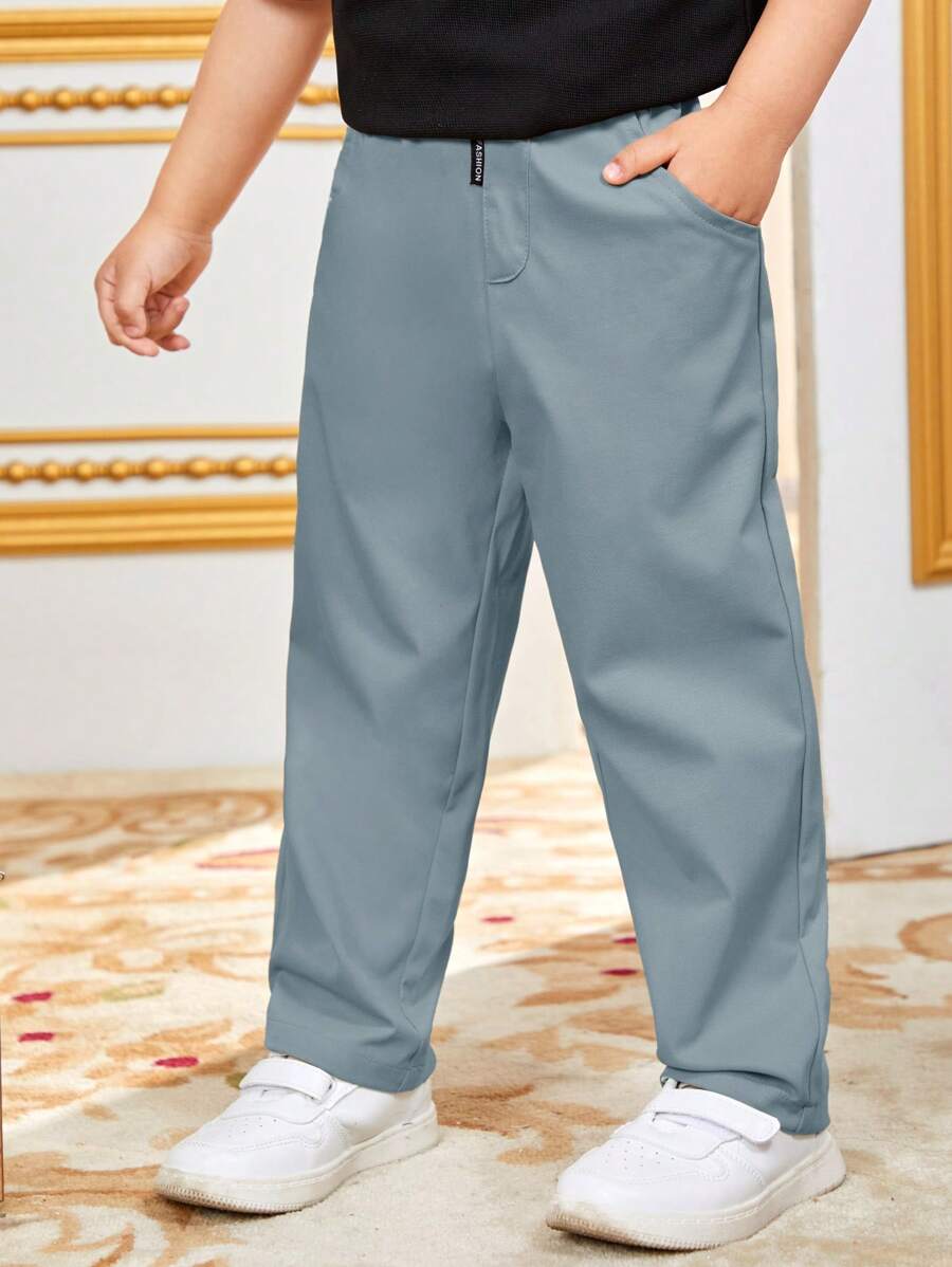 Tween Boy Casual Solid Color Woven Pants,Kids - Dusty Blue - View 1