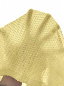 SHEIN VCAY Sping Eyelet Embroidery Ruffle Trim Bodycon Crop Tee,Butter Yellow