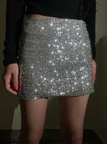 DAZY Women's Sequin Decorated Short Party Skirt Fall Skirts