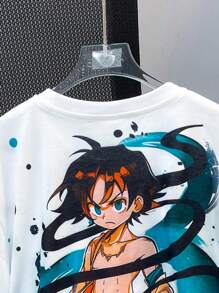 SHEIN Leap Crew 2pcs/Set Tween Boy Streetwear Casual Graffiti & Cartoon Character Print Short Sleeve Round Neck T-Shirt And Elastic Waist Shorts Set, Suitable For Autumn, Spring, Summer, Outdoor, School, Street, Party And Home Leisure - Orange - View 5