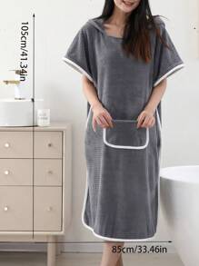 1pc Women's Sleeveless Bath Dress Robe Summer Wedding Home Bathroom Decor - Grey - View 4