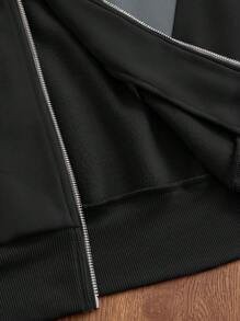 SWAVVY 男士针织休闲日常宽松长袖连帽运动衫，学校 - 黑色 - 查看 6