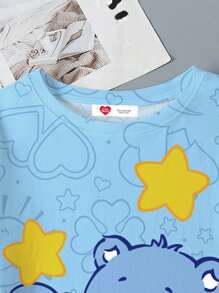 SHEIN X Care Bears 女士卡通熊与星星印花圆领短袖 T 恤 - 白色 - 查看 4