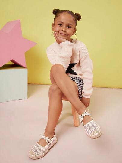 Mini mi Zapatos planos tipo alpargata cómodos de punta redonda con tela de malla transpirable y correas elásticas para el uso diario y las vacaciones de niñas