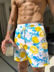 Manfinity VDAYZ Men's Lightweight Full Print Beach Shorts, Drawstring Waistband, Sports, Casual, Travel, Quick Dry, Summer, Lemon Typical Mediterranean Elements Men Swim Trunks Men Swim Trunks Men Swim Trunks Matching Men Two Pieces Summer Men Summer Outfits Two Pieces Swim Trunks Men Matching Men Swim Trunks Bathing Suit,Hawaiian