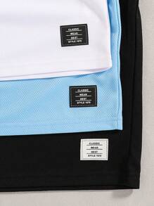 SHEIN 3pcs Tween Boy Round Neck Short Sleeve T-Shirt Set, Spring/Summer - Baby Blue - View 5