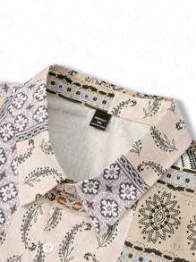 Manfinity Homme 大码男士全印花短袖衬衫和短裤套装，适合夏季度假