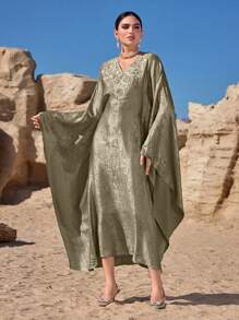 Al Najma 女士土耳其长袍和阿拉伯传统长裙，端庄 - 綠色 - 查看 1