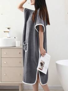 1pc Women's Sleeveless Bath Dress Robe Summer Wedding Home Bathroom Decor - Grey - View 3
