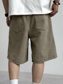 DAZY Men's Summer Solid Khaki Denim Shorts Jorts - Khaki - View 2