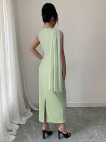 Selianne New Design Chiffon Splice Ruffle Dress For Women - Green - View 2