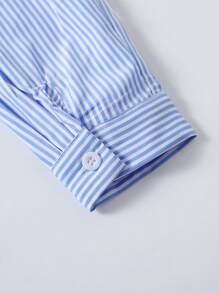 SHEIN 2pcs/Set Teen Boy Gentleman 2 Pieces Set, Stripe Embroidery Casual Stylish Slim Fit Long Sleeve Shirt + Khaki Pants Gentleman Suit, Elegant School/Daily Outfit, Wedding/Wedding Guest/Pageboy/Ring Boy - Multicolor - View 8