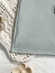 Beach Summer Ruched Drawstring Shorts, Bikini Bottom - Light Grey - View 3