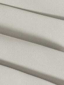 青少年女孩拼色纽扣前褶休闲连衣裙，英式风格