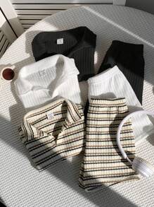 SHEIN 6 Stücke/Set Baby Jungen Sommer Lässig gestreiftes Poloshirt & Shorts Set, geeignet für Geburtstagsfeste, Abendveranstaltungen, Aufführungen, Hochzeit, Taufe und 1. Geburtstagsfeier, Babyparty