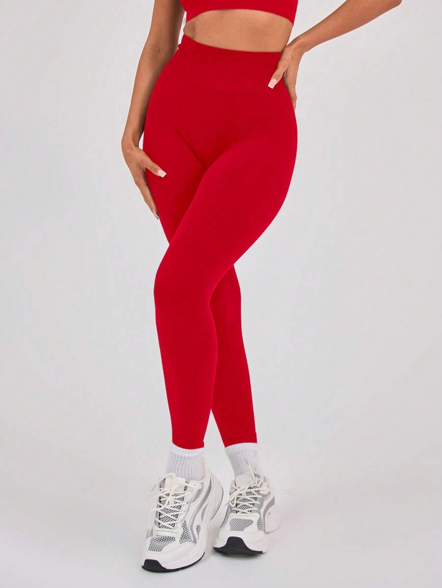 Musera Sport High Waist Seamless Gym Active-Wear Leggings Only,Padel, Tennis, Pickleball Gym Fitness - Red - View 1