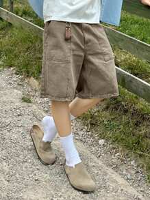 DAZY Men's Summer Solid Khaki Denim Shorts Jorts - Khaki - View 7